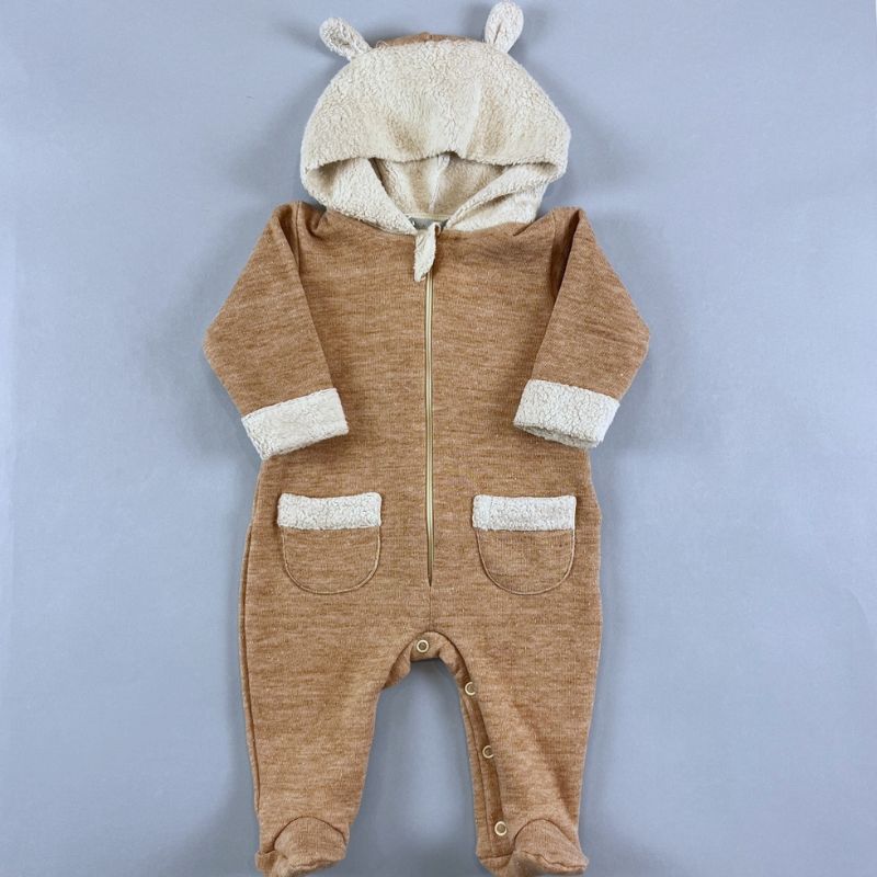 Macacão para Bebê - Cotton Fleece - Ursinho - Terracota